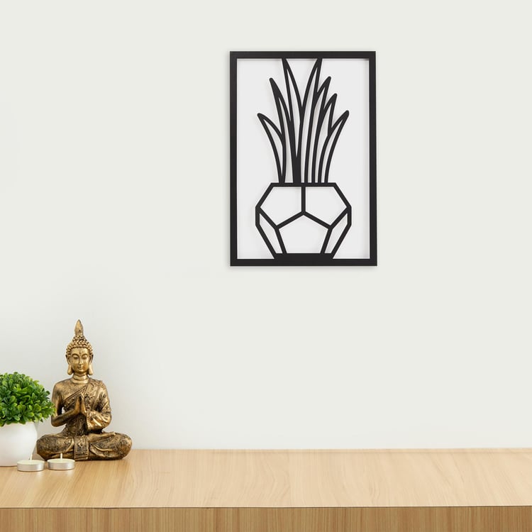 Nimbus Black Plant Metal Wall Art - 24x35cm