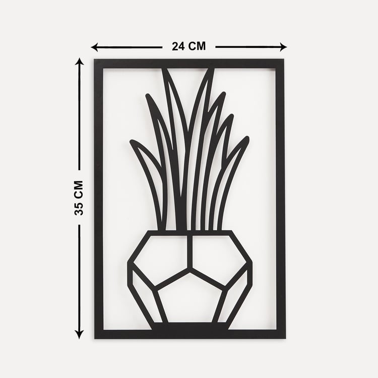Nimbus Black Plant Metal Wall Art - 24x35cm