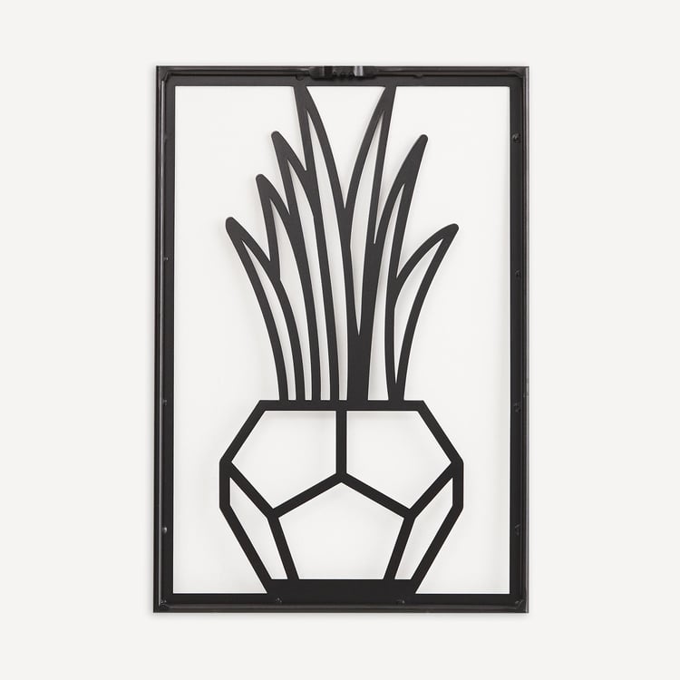 Nimbus Black Plant Metal Wall Art - 24x35cm
