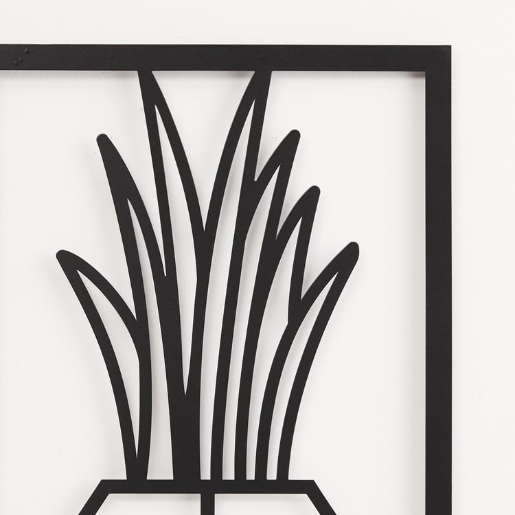 Nimbus Black Plant Metal Wall Art - 24x35cm