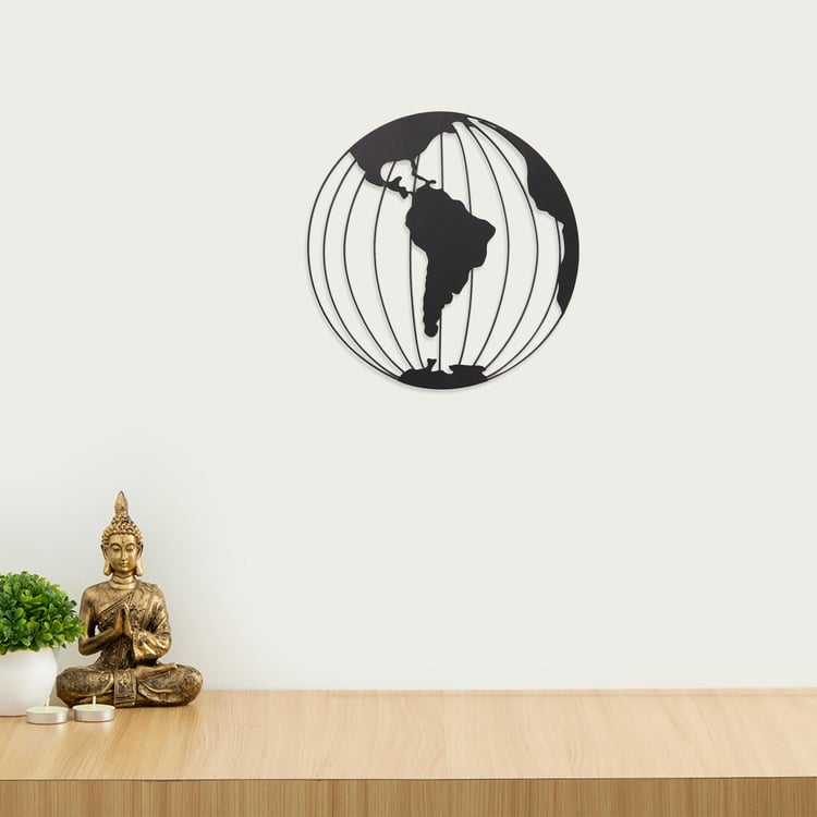 Nimbus World Map Black Metal Wall Art
