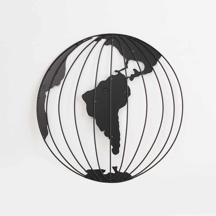 Nimbus World Map Black Metal Wall Art