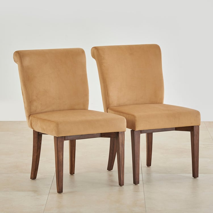 Varna Set of 2 Velvet Dining Chairs - Brown