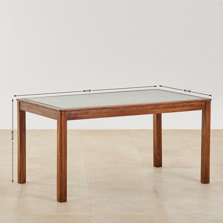 Serenity Glass Top 6-Seater Dining Table - Brown