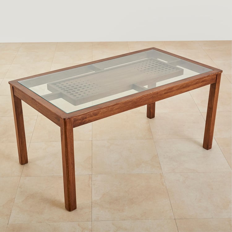 Serenity Glass Top 6-Seater Dining Table - Brown