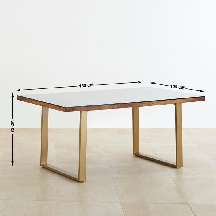 Varna Glass Top 6-Seater Dining Table - Brown