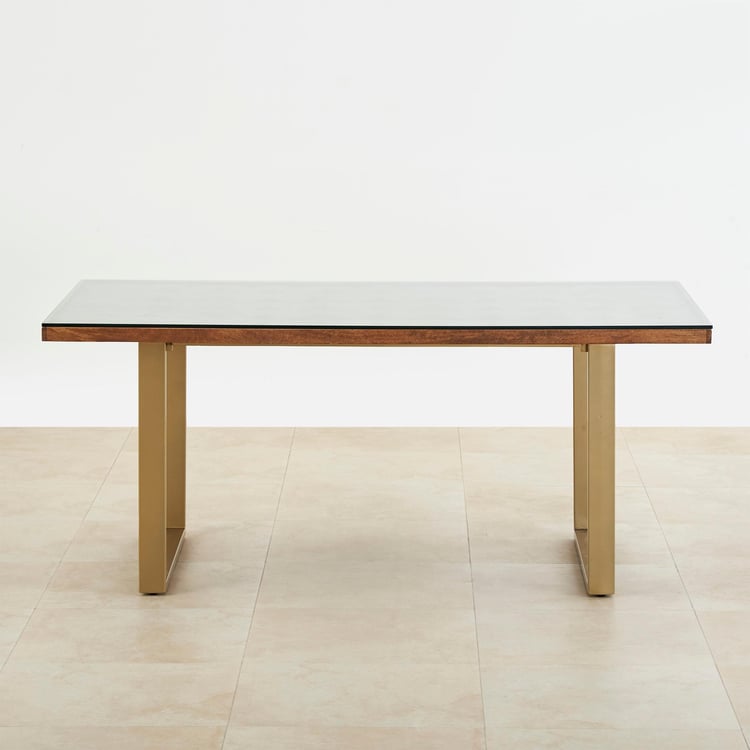 Varna Glass Top 6-Seater Dining Table - Brown