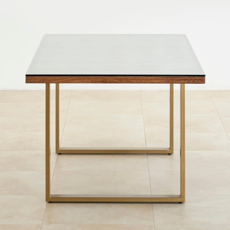 Varna Glass Top 6-Seater Dining Table - Brown