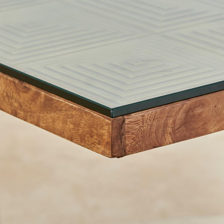 Varna Glass Top 6-Seater Dining Table - Brown