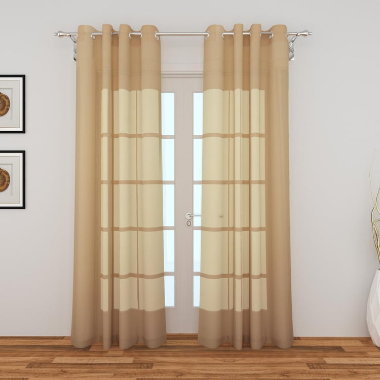 Marshmallow Beige Solid Sheer Door Curtains - 110x225cm - Set of 2