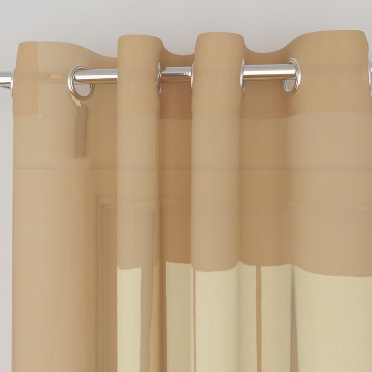 Marshmallow Beige Solid Sheer Window Curtains - 110x160cm - Set of 2