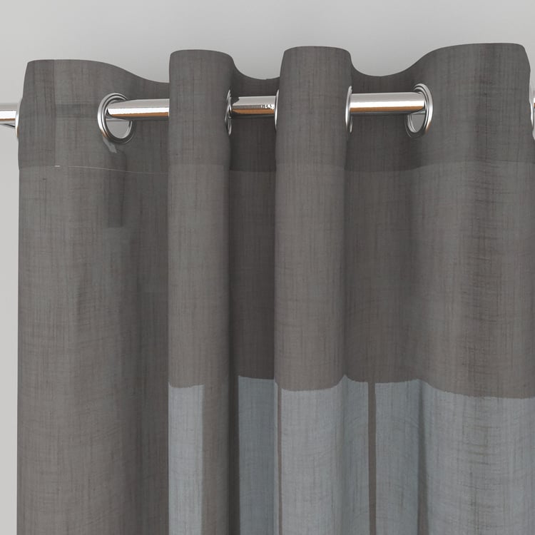 Marshmallow Grey Solid Sheer Door Curtains - 110x225cm - Set of 2