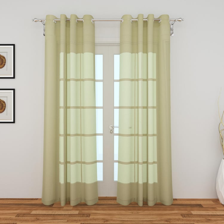 Marshmallow Grey Solid Sheer Door Curtains - 110x225cm - Set of 2