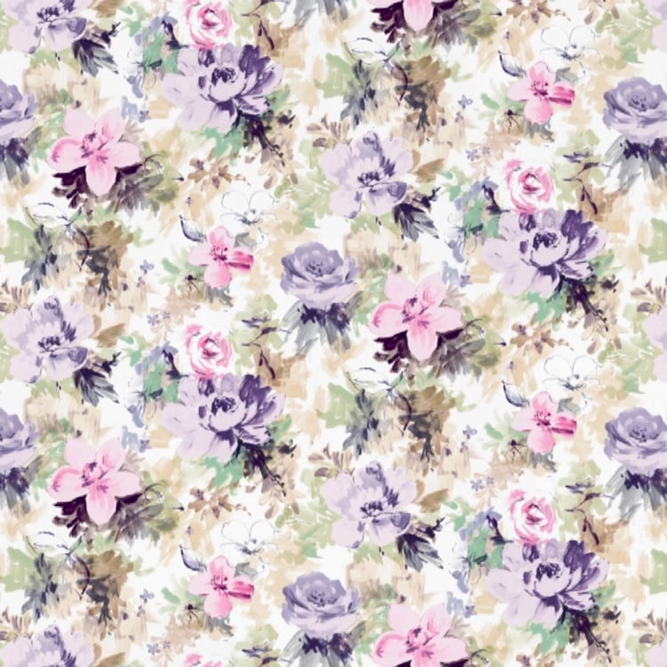 D'DECOR Primary Off-White Floral Print Superior Combed Cotton Double Comforter - 229x274cm