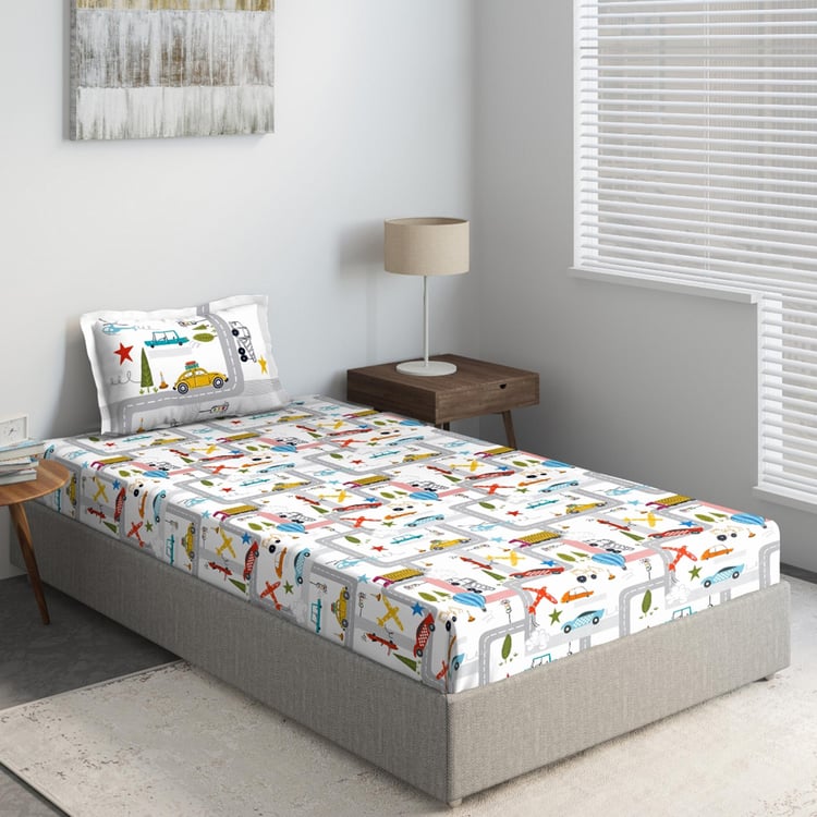 D'DECOR Fable Multicolour Cotton Single Bedsheet Set - 152x224cm - 2Pcs