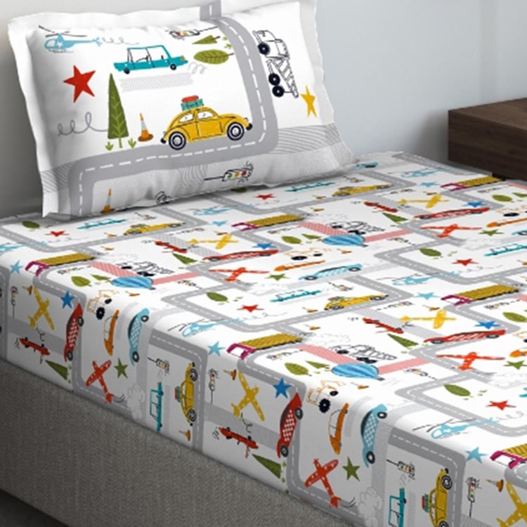 D'DECOR Fable Multicolour Cotton Single Bedsheet Set - 152x224cm - 2Pcs