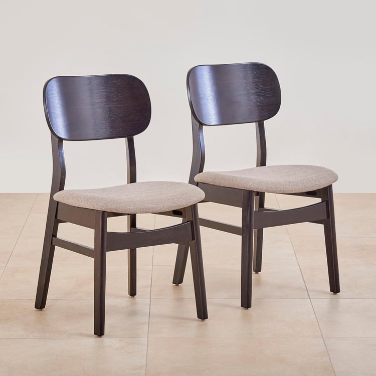 Kiro Set of 2 Rubber Wood Dining Chairs - Black
