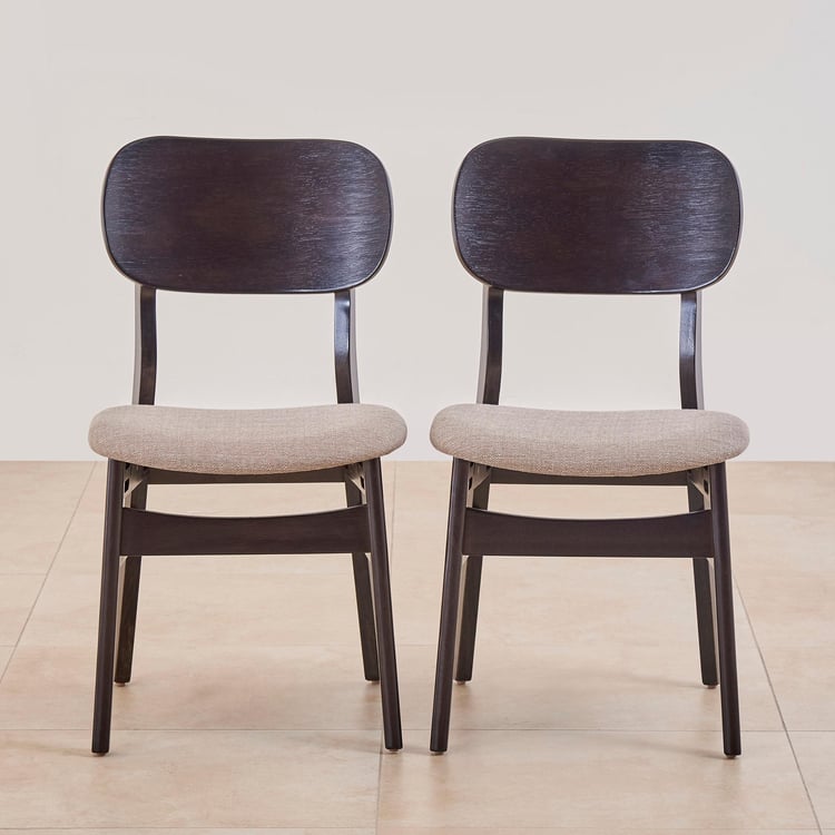 Kiro Set of 2 Rubber Wood Dining Chairs - Black