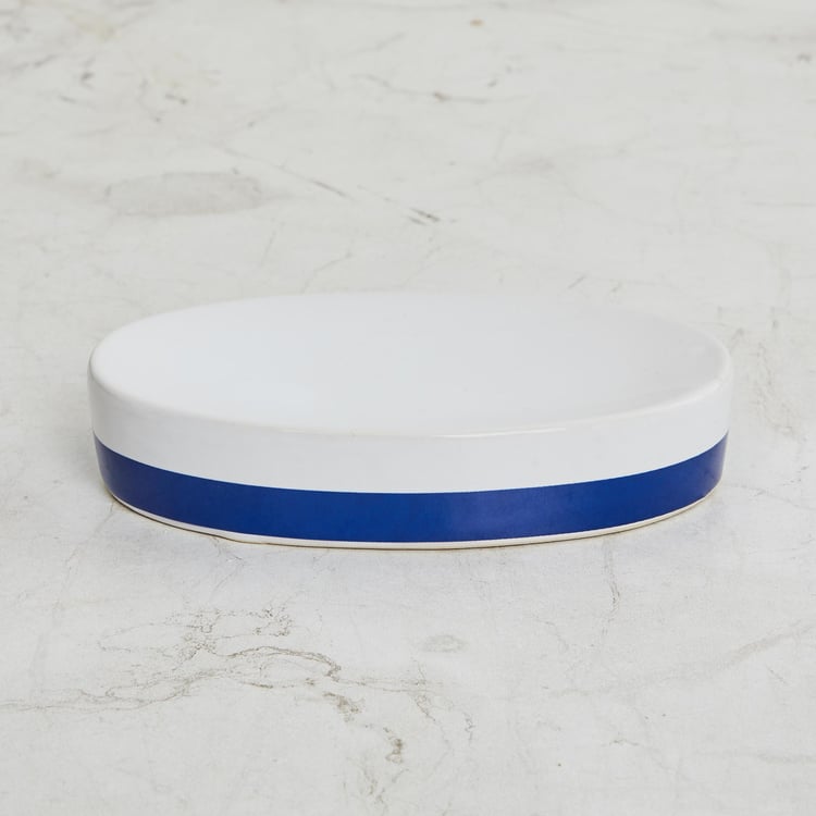Slate Larry Blue Solid Oval Ceramic Soap Dish