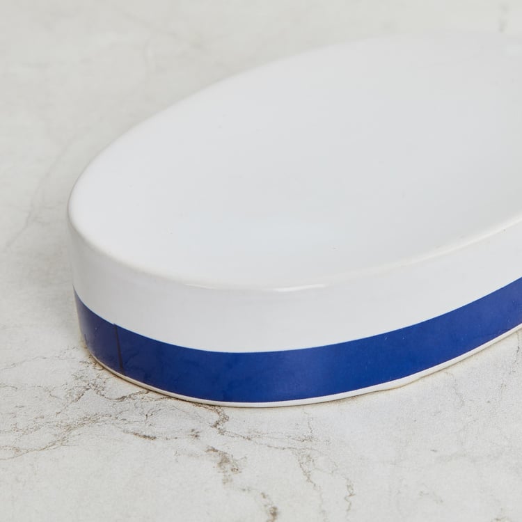 Slate Larry Blue Solid Oval Ceramic Soap Dish