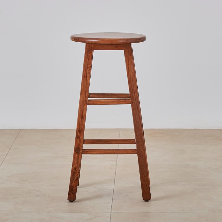 Helios Solid Wood Set of 2 Bar Stools - Brown