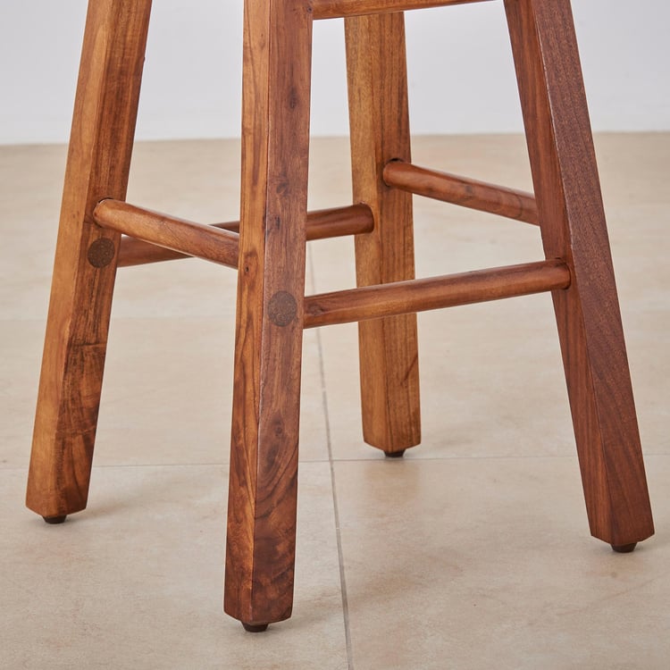 Helios Solid Wood Set of 2 Bar Stools - Brown