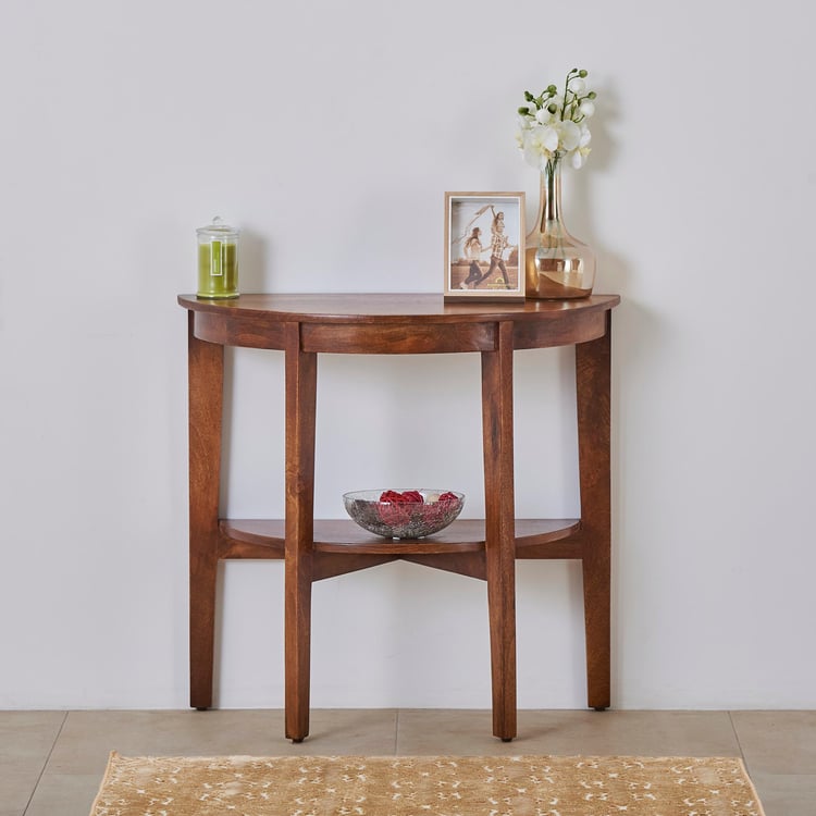 Helios Swastik Mango Wood Console Table - Brown