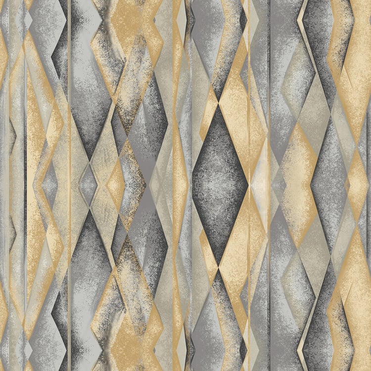 SPACES Blockbuster Gold Printed Cotton Super King Bedsheet Set - 274x274cm - 3Pcs