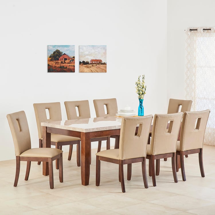 Buy Oxville Marble Top 8Seater Dining Table Brown from Home Centre