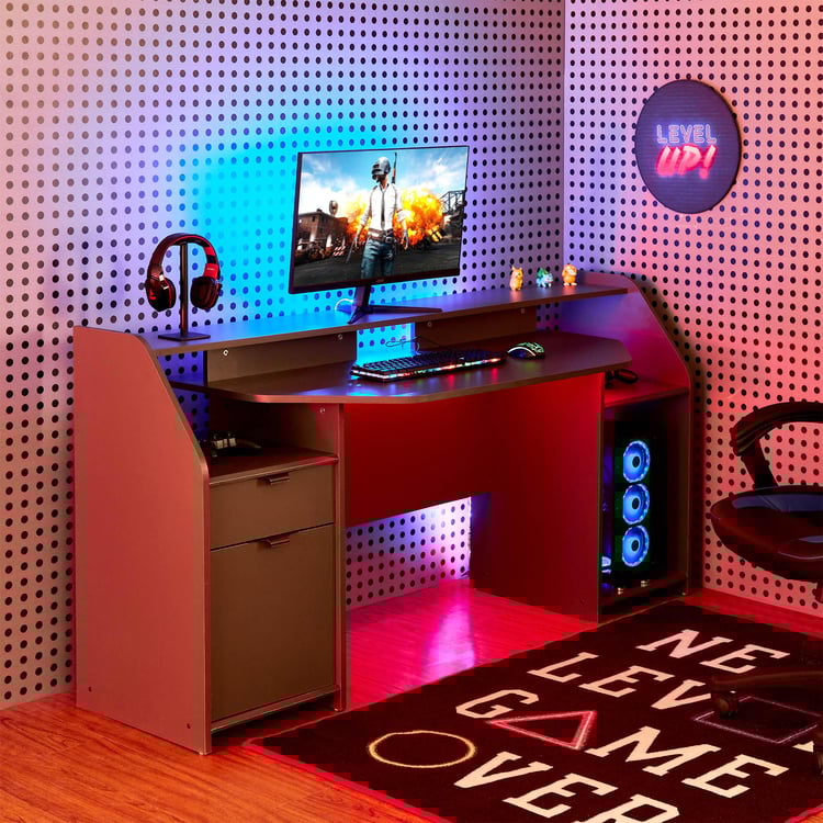 Champion Large Gaming Desk with Cabinet - Grey