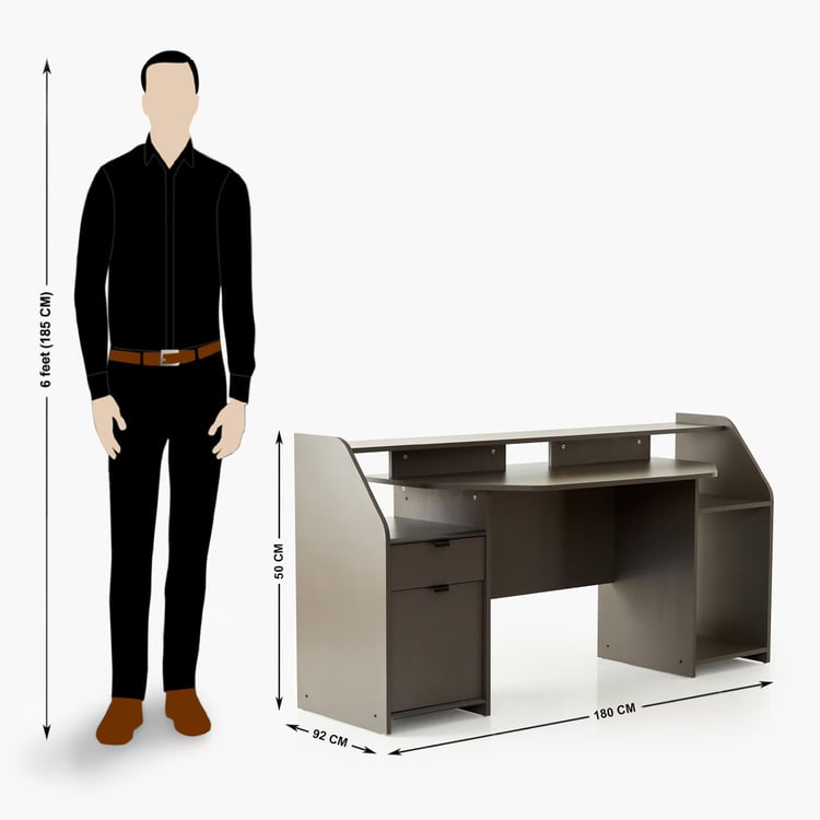 Champion Large Gaming Desk with Cabinet - Grey