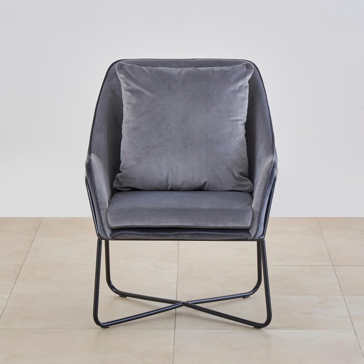 Polaris Velvet Tea Chair - Grey