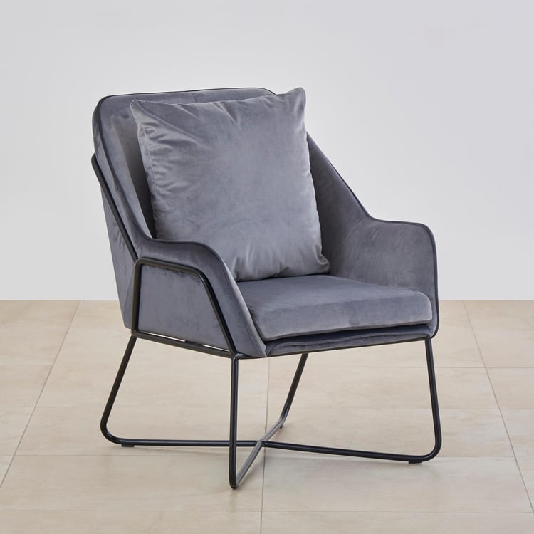 Polaris Velvet Tea Chair - Grey