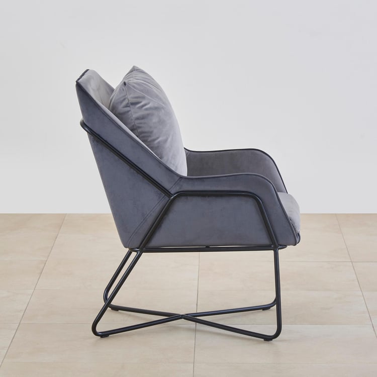 Polaris Velvet Tea Chair - Grey