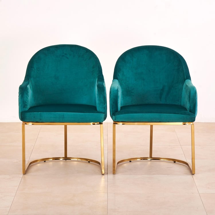 Monarch Set of 2 Velvet Dining Chairs - Teal