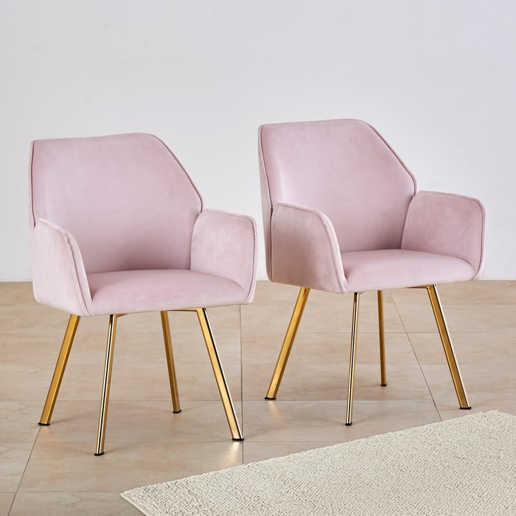 Monarch Set of 2 Fabric Dining Chairs - Pink