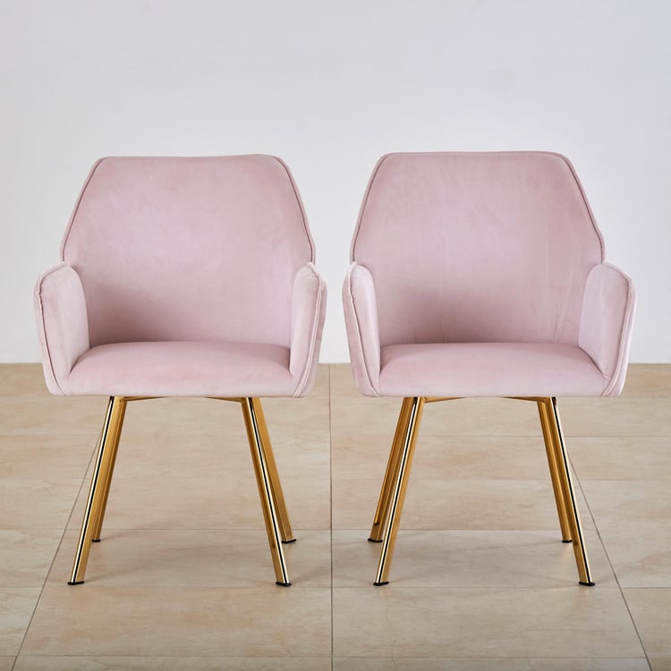 Monarch Set of 2 Fabric Dining Chairs - Pink