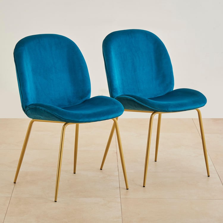 Velvetica Set of 2 Velvet Dining Chairs - Teal