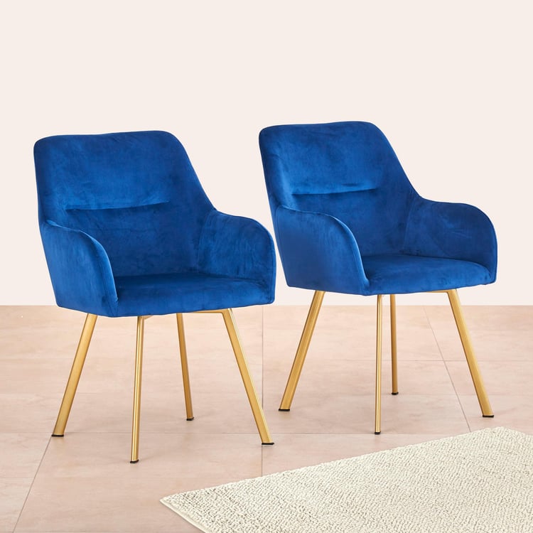 Velvetica Set of 2 Velvet Dining Chairs - Blue