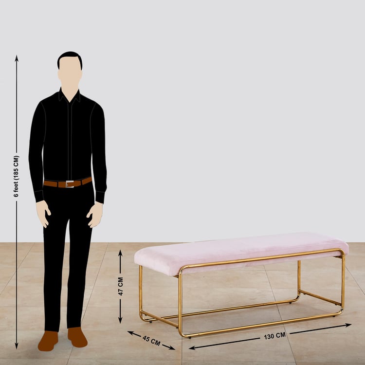 Monarch Fabric Dining Bench - Pink