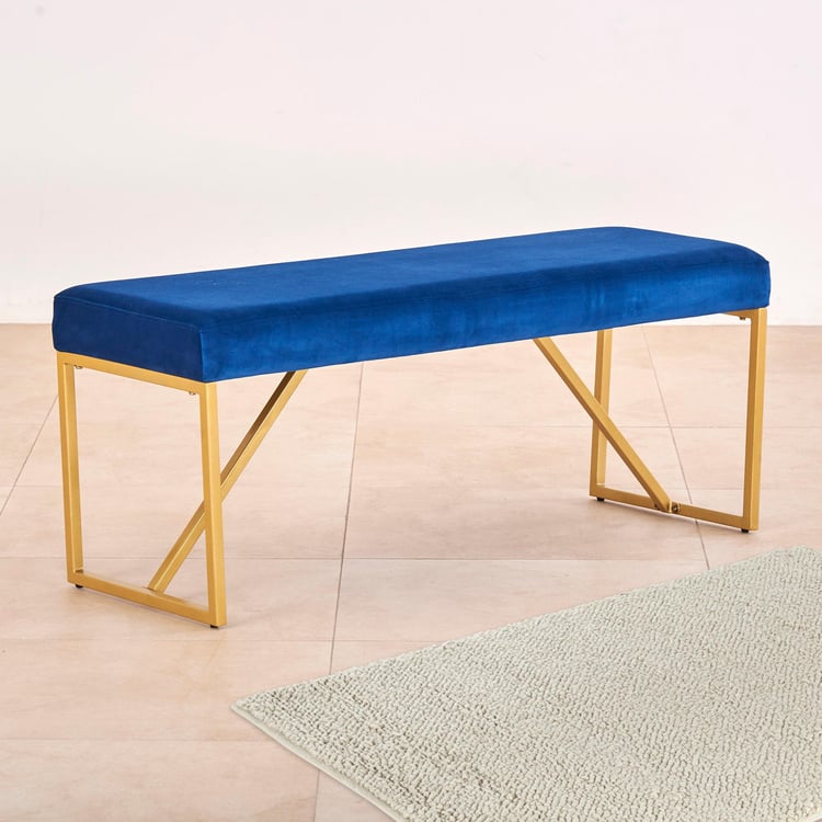 Velvetica Fabric Dining Bench - Blue