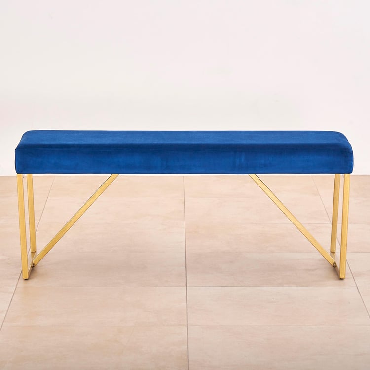 Velvetica Fabric Dining Bench - Blue