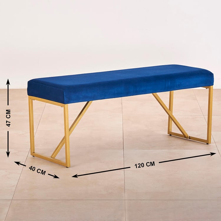 Velvetica Fabric Dining Bench - Blue