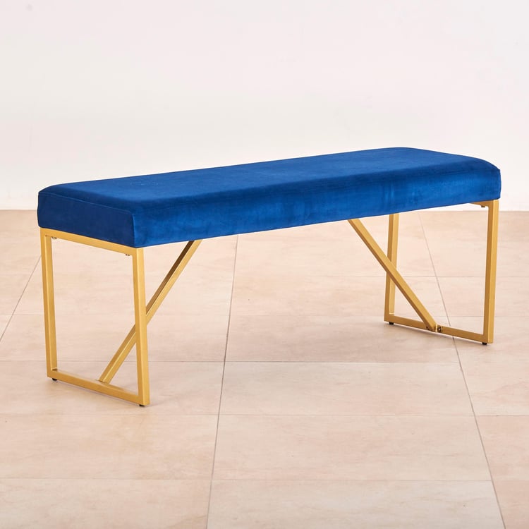 Velvetica Fabric Dining Bench - Blue