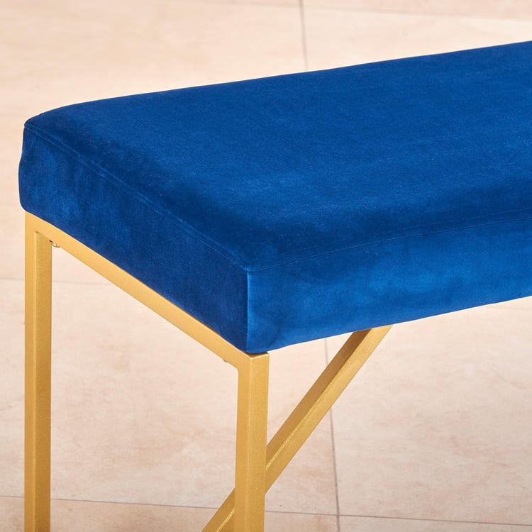 Velvetica Fabric Dining Bench - Blue