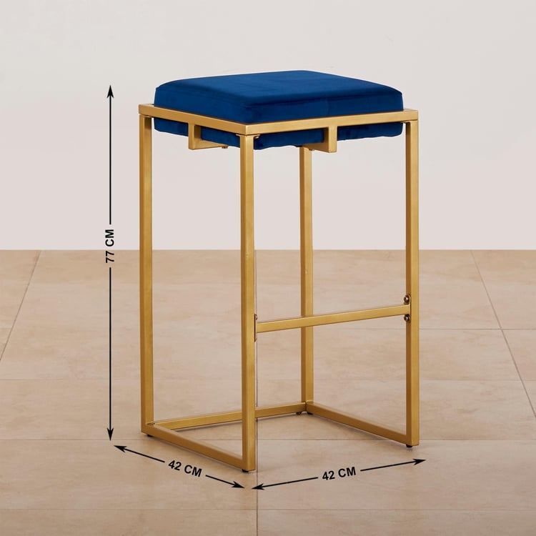 Velvetica Velvet Bar Stool - Blue