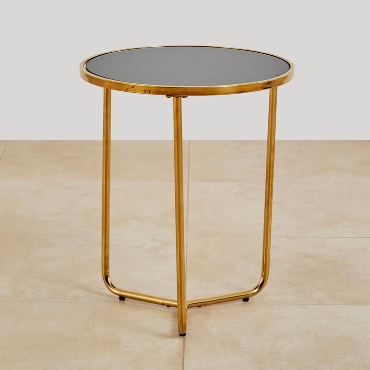 Monarch Tempered Glass Top End Table - Black and Gold