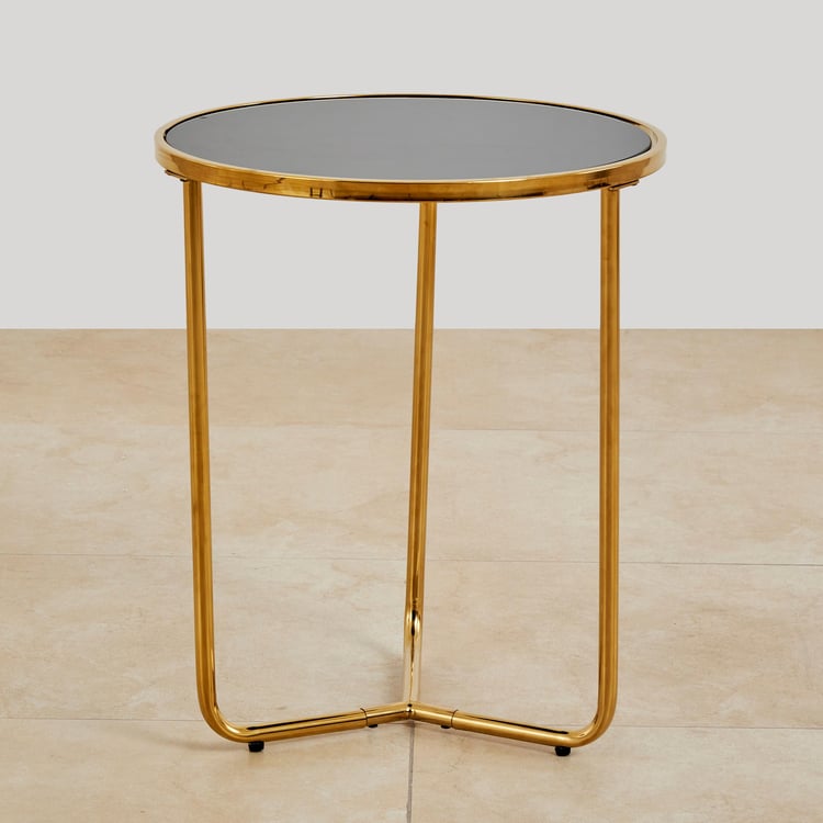 Monarch Tempered Glass Top End Table - Black and Gold