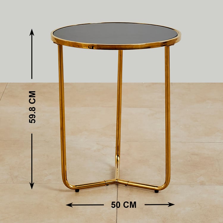 Monarch Tempered Glass Top End Table - Black and Gold