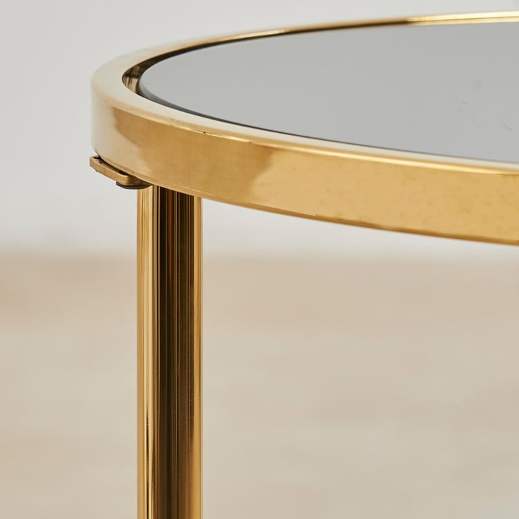 Monarch Tempered Glass Top End Table - Black and Gold